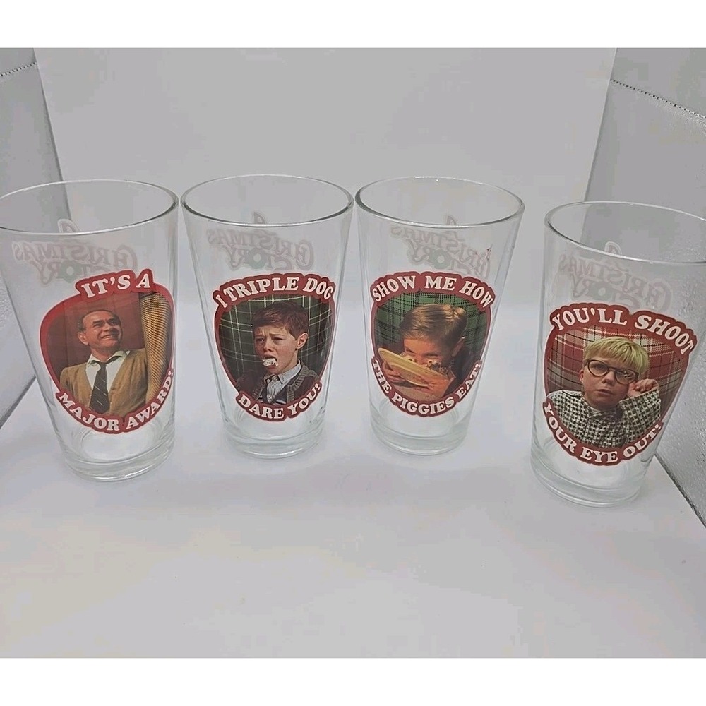 A CHRISTMAS STORY Collectors Series Pint Sized Glasses Set Of 4.